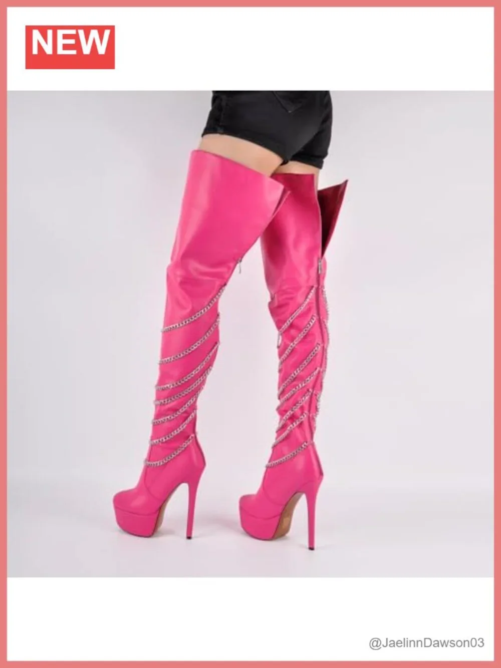 Women's Stiletto Platform Over the Knee Boots with Chains, Party Wedding